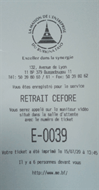 Ticket de retrait des formalités